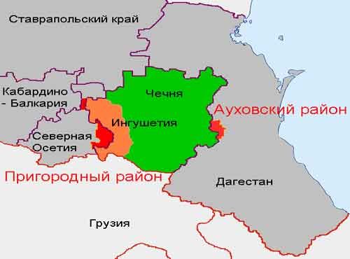Чечня политическая карта